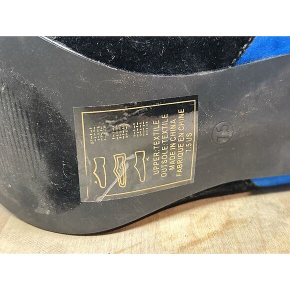 Bleona For Scene Mimoza Black Blue Bootie Womens 7.5 Open Heel Zipper Buckle - Picture 14 of 15